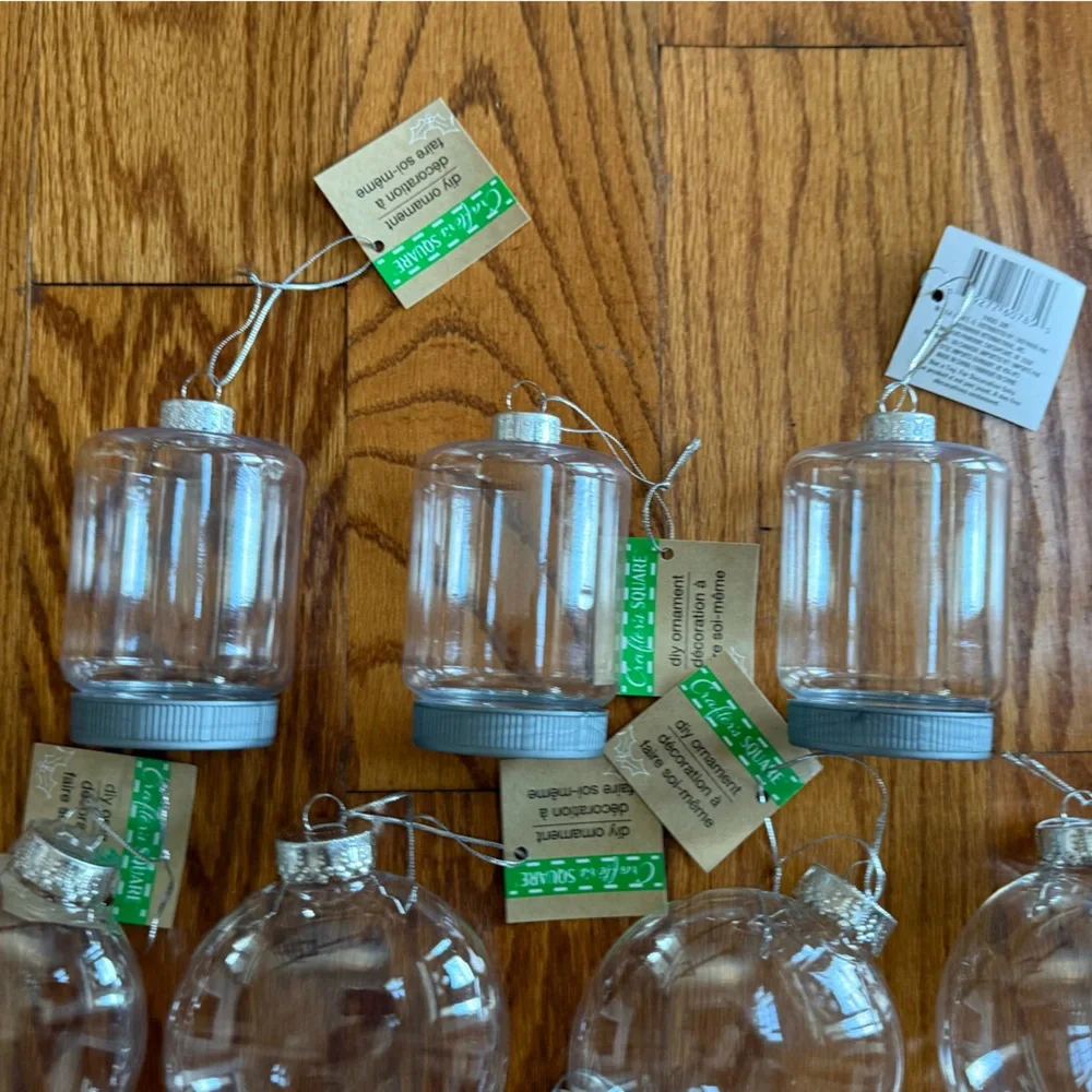 New! Lot of 9 DIY Fillable Christmas Holiday Ornaments,